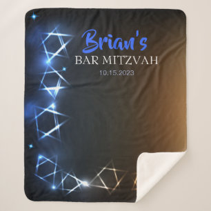 Bar Mitzvah Blue Photo Booth Party Backdrop Black Sherpa Blanket