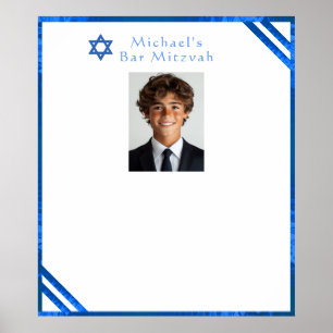 Bar Mitzvah Blue Star of David Photo Sign in Board