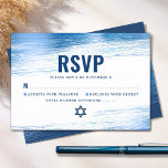 Bar Mitzvah Bold Modern Navy Typography Blue Foil  RSVP Card<br><div class="desc">Be proud, rejoice and celebrate this milestone of your favourite Bar Mitzvah with this cool, unique, modern, personalised RSVP insert card for your event! Metallic light blue foil brush strokes, along with bold, navy blue typography and Star of David, overlay a simple, white background. Personalise the custom text with the...</div>