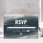 Bar Mitzvah Bold Modern Silver Foil Charcoal Grey  RSVP Card<br><div class="desc">Be proud, rejoice and celebrate this milestone of your favourite Bar Mitzvah with this cool, unique, modern, personalised RSVP insert card for your event! Metallic silver foil brush strokes and Star of David, along with bold, white typography, overlay a rich, dark charcoal grey blue ombre paint background. Personalise the custom...</div>