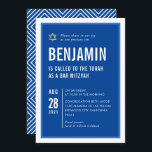BAR MITZVAH bold plain modern geometric royal blue Invitation<br><div class="desc">by kat massard >>> kat@simplysweetPAPERIE.com <<< CONTACT ME for custom wording or to add any lines in Hebrew Love the design, but would like to see some changes - another colour scheme, product, add a photo or adapted for a different occasion - no worries simply contact me - I am...</div>