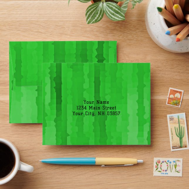 Bar Mitzvah Bright Green Techno Streaks Envelope (Desk)