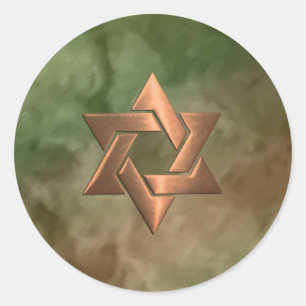 Bar Mitzvah Brown and Green Marbled Classic Round Sticker