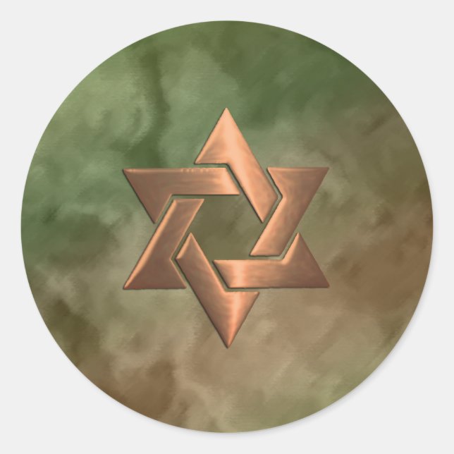 Bar Mitzvah Brown and Green Marbled Classic Round Sticker (Front)