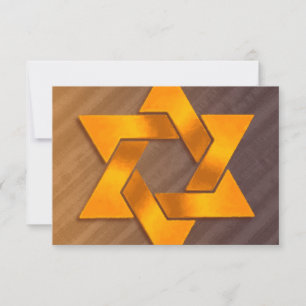 Bar Mitzvah Brown and Orange Star of David RSVP Card