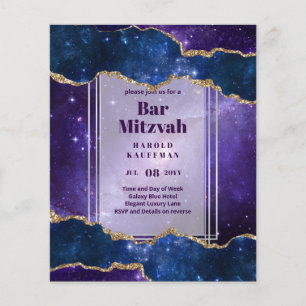 BAR MITZVAH CARDS Celestial Skies Blue Galaxy Gold