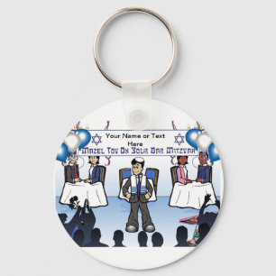 Bar Mitzvah Cartoon by PrintedPerfection.com Key Ring