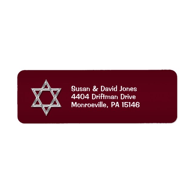 Bar mitzvah celebrations "return address" (Front)