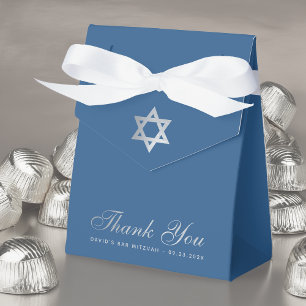 Bar Mitzvah Classic Blue Star of David Thank You Favour Box