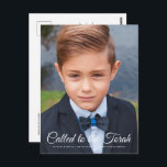 Bar Mitzvah Classic Elegant  Photo Invitation Postcard<br><div class="desc">"Called to the Torah" written in playful cursive script with sans serif typography on a simple colour background. Add a custom photo. 

Available here:
http://www.zazzle.com/store/selectpartysupplies</div>