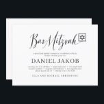 Bar Mitzvah Classic Script Modern Typography Invitation<br><div class="desc">Composed of playful script and serif typography; All against a backdrop of white background. 

This is designed by Select Party Supplies,  exclusive for Zazzle.

Available here:
http://www.zazzle.com/store/selectpartysupplies</div>