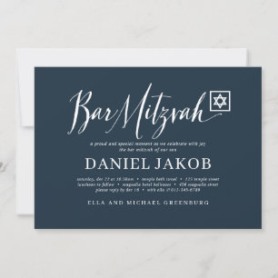 Bar Mitzvah Classic Script Modern Typography Invitation