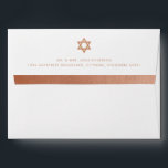 Bar Mitzvah Copper Stripe Return Address Mailing Envelope<br><div class="desc">Copper Stripe and Star of David on mailing envelopes for a Bar Mitzvah or Bat Mitzvah with preprinted return address on the back flap. Faux copper foil effect printed inside for a luxurious upgrade effect.</div>