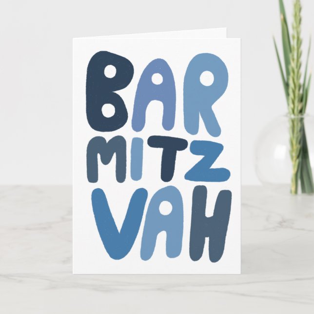 BAR MITZVAH Customisable Modern Bubble Letters  Card (Front)