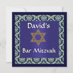 BAR MITZVAH DAMASK  INVITATIONS
