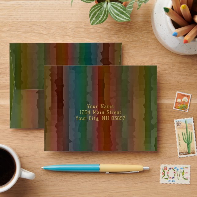 Bar Mitzvah Earth Tones Techno Streaks Envelope (Desk)