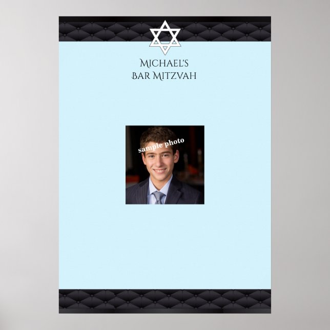 Bar Mitzvah, Elegant Black, Photo, Sign in Board (Front)