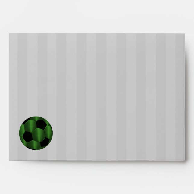 Bar Mitzvah Emerald Green and Black Soccer Ball Envelopes (Front)