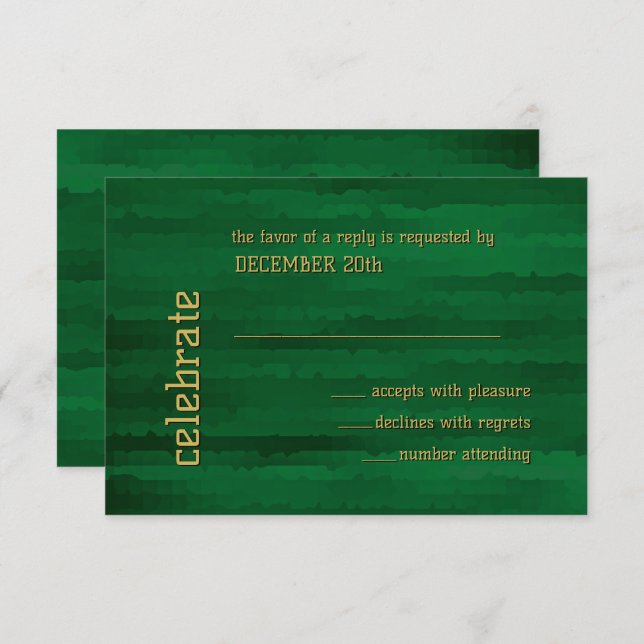 Bar Mitzvah Emerald Green Techno Streaks RSVP Invitation (Front/Back)