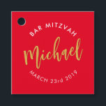 BAR MITZVAH favour modern red gold calligraphy Tags<br><div class="desc">by kat massard
Favour Tag for your child's Bar / Bat Mitzvah - for gifting at the reception</div>