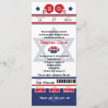 Bar Mitzvah Football Ticket Invitation<br><div class="desc">Red and Blue Football Ticket with the Star of David for your Bar Mitzvah Invitation. Two football helmets for your initials and centre Star of David in a faded blue colour. If you need a different colour combination or any other design changes please email paula@labellarue.com BEFORE CUSTOMIZING OR PLACING AN...</div>