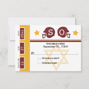 Bar Mitzvah Football Ticket RSVP Card
