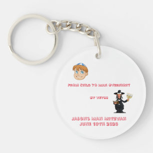 Bar Mitzvah "from boy to man" key chain-humourous  Key Ring