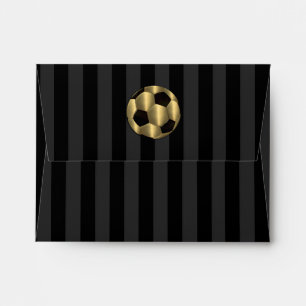Bar Mitzvah Gold and Black Soccer Ball Envelope