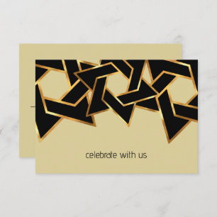 Bar Mitzvah Gold and Black Star of David RSVP Card