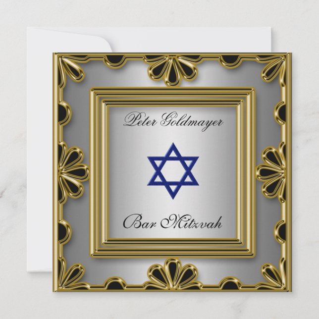 Bar Mitzvah Gold ceremony Invitation 13 (Back)