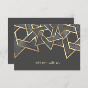Bar Mitzvah Gold Dark Grey Star of David Invitation