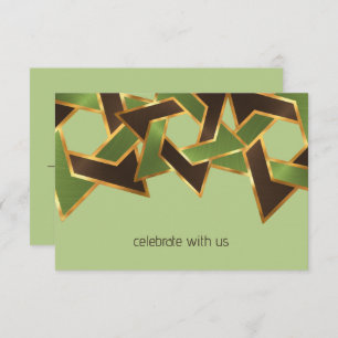 Bar Mitzvah Gold Green Brown Star of David RSVP Card