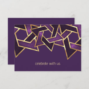 Bar Mitzvah Gold Plum Purple Star of David Invitation
