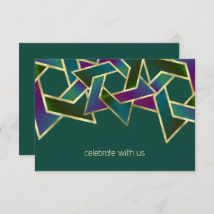 Bar Mitzvah Gold Purple Blue Green Star of David Invitation