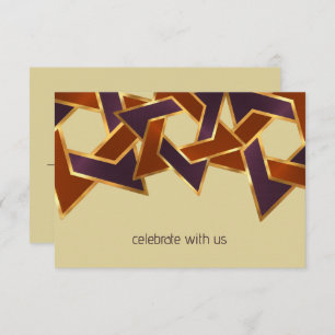 Bar Mitzvah Gold Rust Purple Star of David Invitation