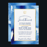 BAR MITZVAH gold star smart blue watercolor invite<br><div class="desc">by kat massard >>> kat@simplysweetPAPERIE.com <<< - - - - - - - - - - - - - - - - - - - - - - - - - - - - - - - - - - - - - - - - - - - - -...</div>