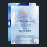 BAR MITZVAH gold stylish blue watercolor invite<br><div class="desc">*** NOTE - THE SHINY GOLD FOIL EFFECT IS A PRINTED PICTURE *** - - - - - - - - - - - - - - - - - - - - - - - - - - - - - - - - - - - - - -...</div>