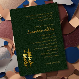 Bar Mitzvah Gold Torah Scrolls on Any Colour Invitation