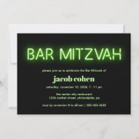 Bar Mitzvah Green Neon Lights