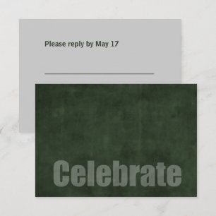 Bar Mitzvah Grunge Green RSVP Card