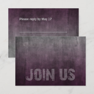 Bar Mitzvah Grunge Plum RSVP Card
