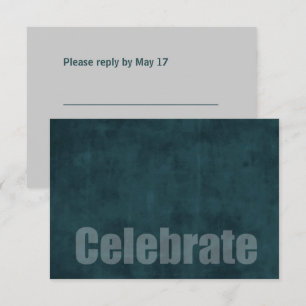 Bar Mitzvah Grunge Teal RSVP Card