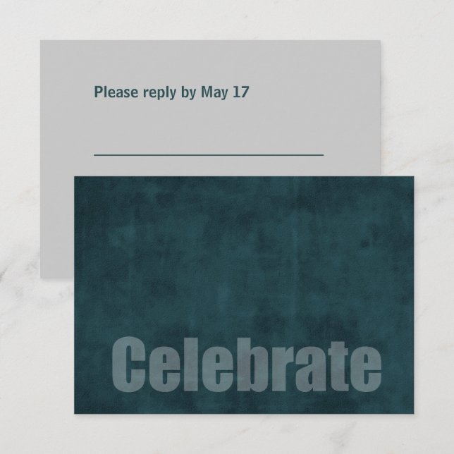 Bar Mitzvah Grunge Teal RSVP Card (Front/Back)
