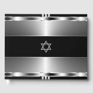 Bar Mitzvah Guest Book Black and Silver
