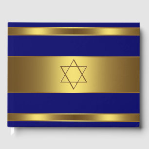 Bar Mitzvah Guest Book Royal Blue and Gold