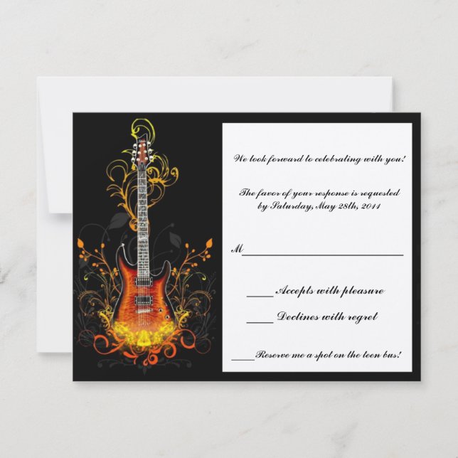 bar mitzvah guitar response card (Front)