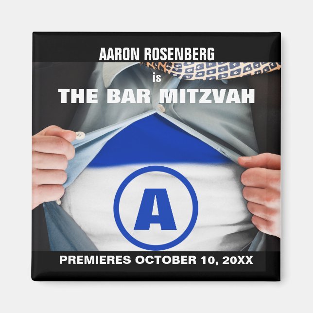 Bar Mitzvah Hero Save the Date Magnet (Front)