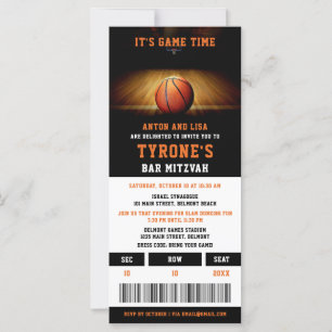 Bar Mitzvah Invitation Basketball Ticket
