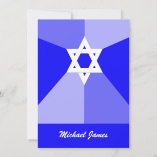 Bar Mitzvah Invitation Blue Star of David Invite