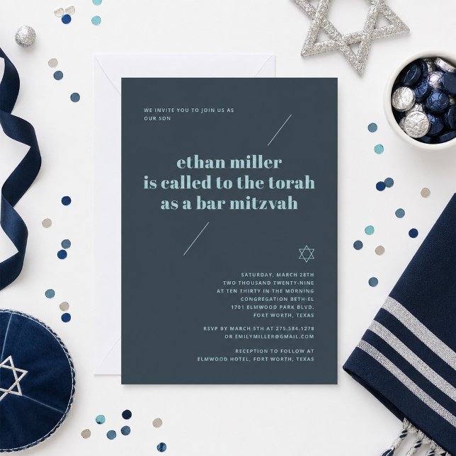 Bar Mitzvah Invitation Modern Minimalist (Creator Uploaded)